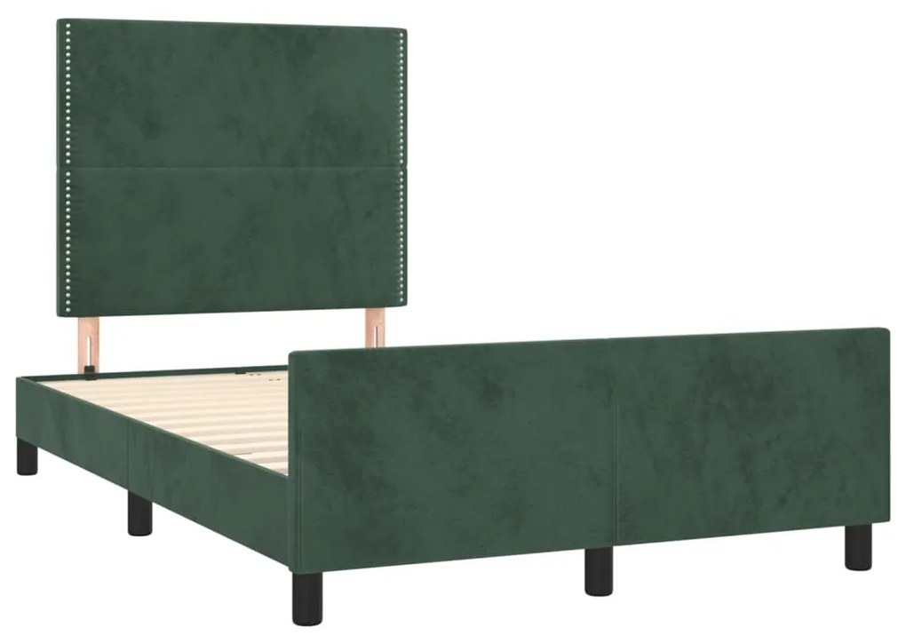 Estrutura de cama c/ cabeceira 120x200 cm veludo verde-escuro