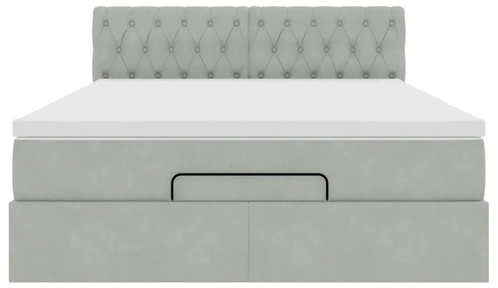 Estrutura de cama otomana com colchão 140x200 cm cinzento claro