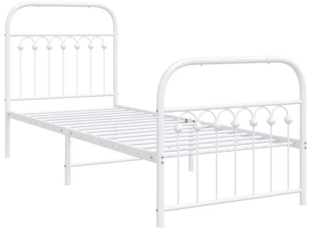 Estrutura de cama com cabeceira e pés 80x200 cm metal branco