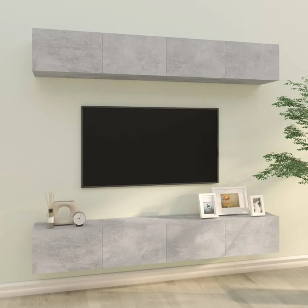 Móveis de TV para parede 4 pcs 100x30x30 cm cinza cimento