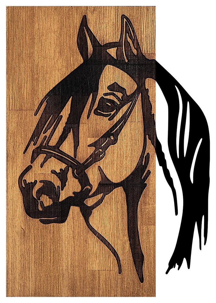 Acessório Decorativo de Parede em Madeira Cavalo – Preto Nogueira – 40
