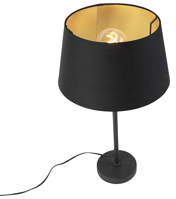 Candeeiro de mesa preto com cúpula preta com dourado 35 cm - Parte Moderno