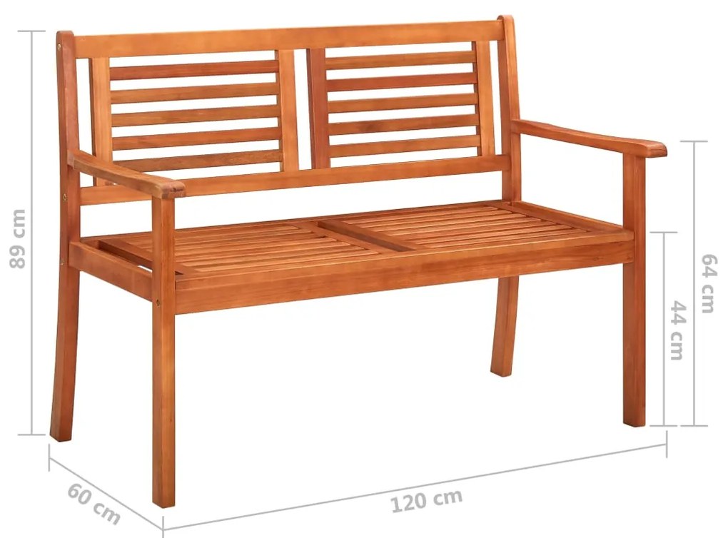Banco de jardim 2 lugares c/ almofadão 120 cm eucalipto maciço