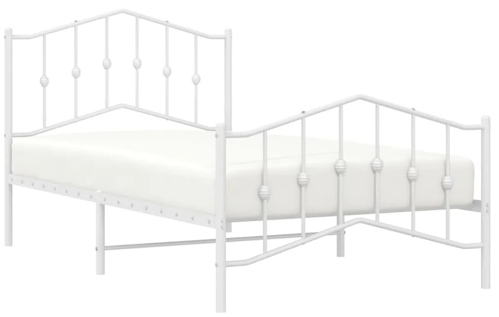 Estrutura de cama com cabeceira e pés 100x190 cm metal branco