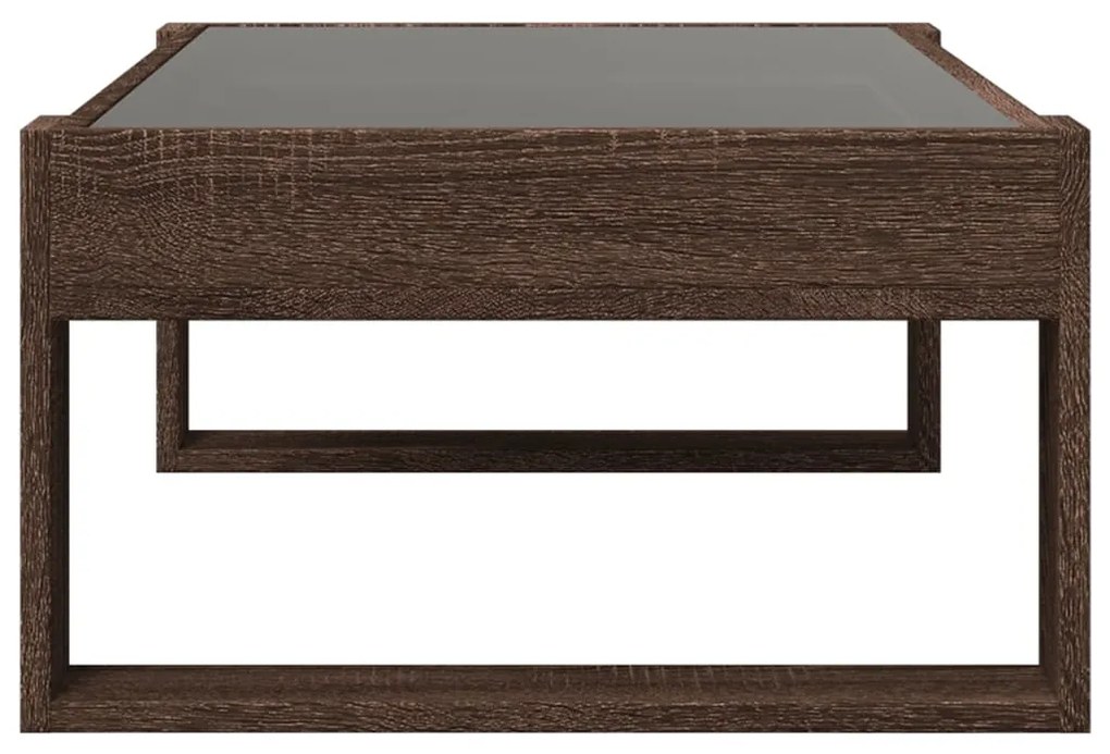 Mesa centro luzes LED Infinity 90x53x30 cm carvalho castanho