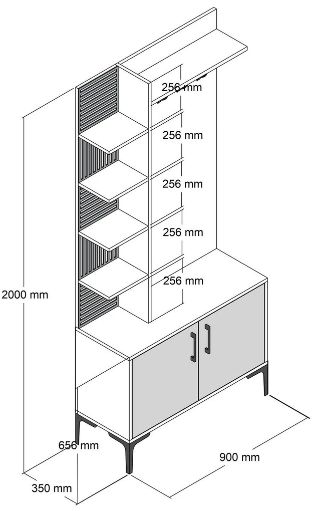 Cabide Viyana D – Branco – 90 cm x 200 cm x 35 cm