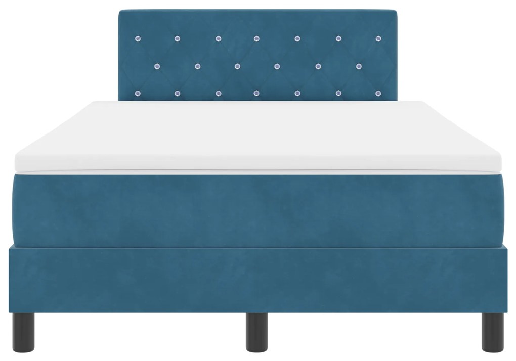 Cama Box Spring vidaXL com Colchão Azul Escuro 120x200 cm Veludo