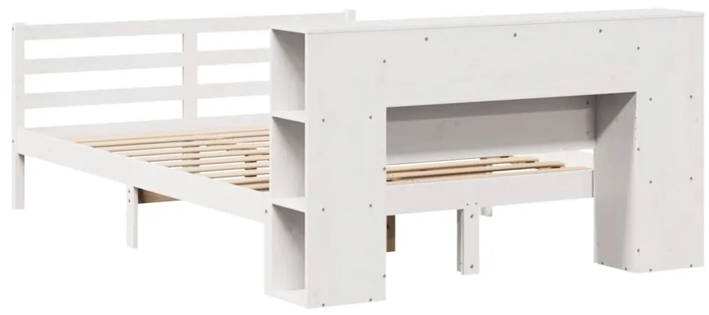 Cama com estante sem colchão 160x200 cm pinho maciço branco
