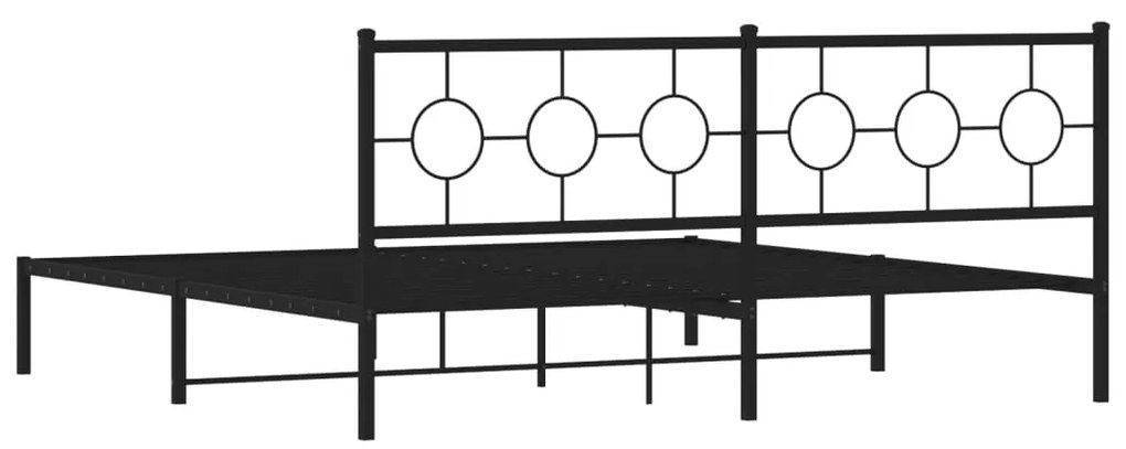 Estrutura de cama com cabeceira 200x200 cm metal preto