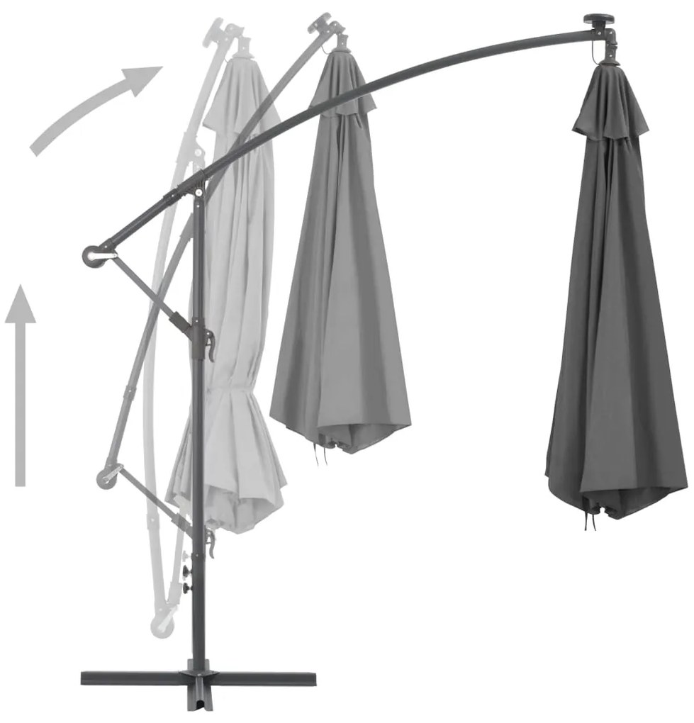 Guarda-sol cantilever com poste de aço 300 cm antracite