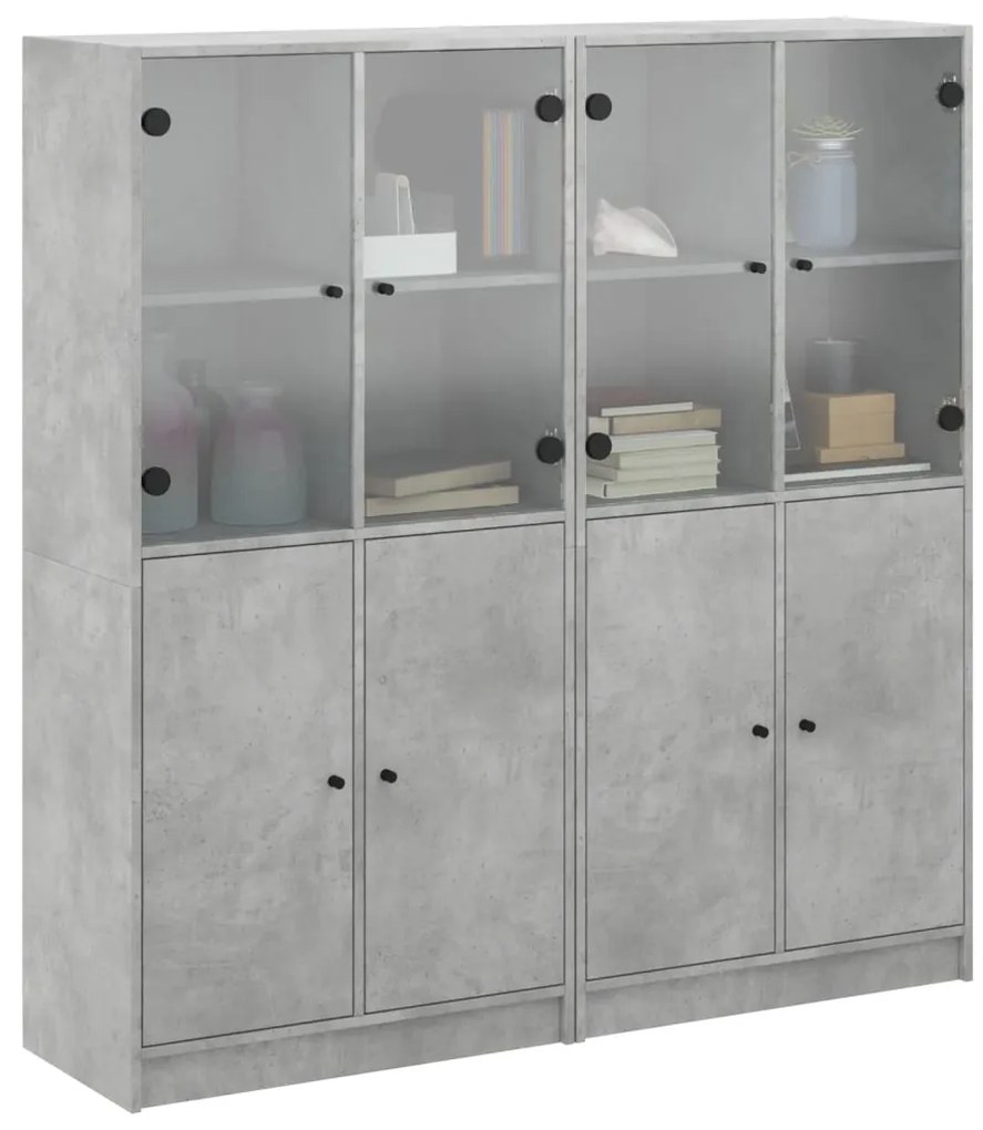 Estante c/ portas 136x37x142 cm derivados madeira cinza cimento