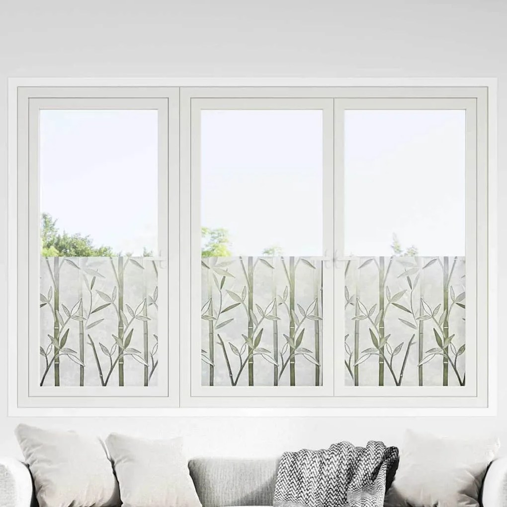 vidaXL Filme de Janela Estática Padrão de Bambu 90 x 500 cm PVC