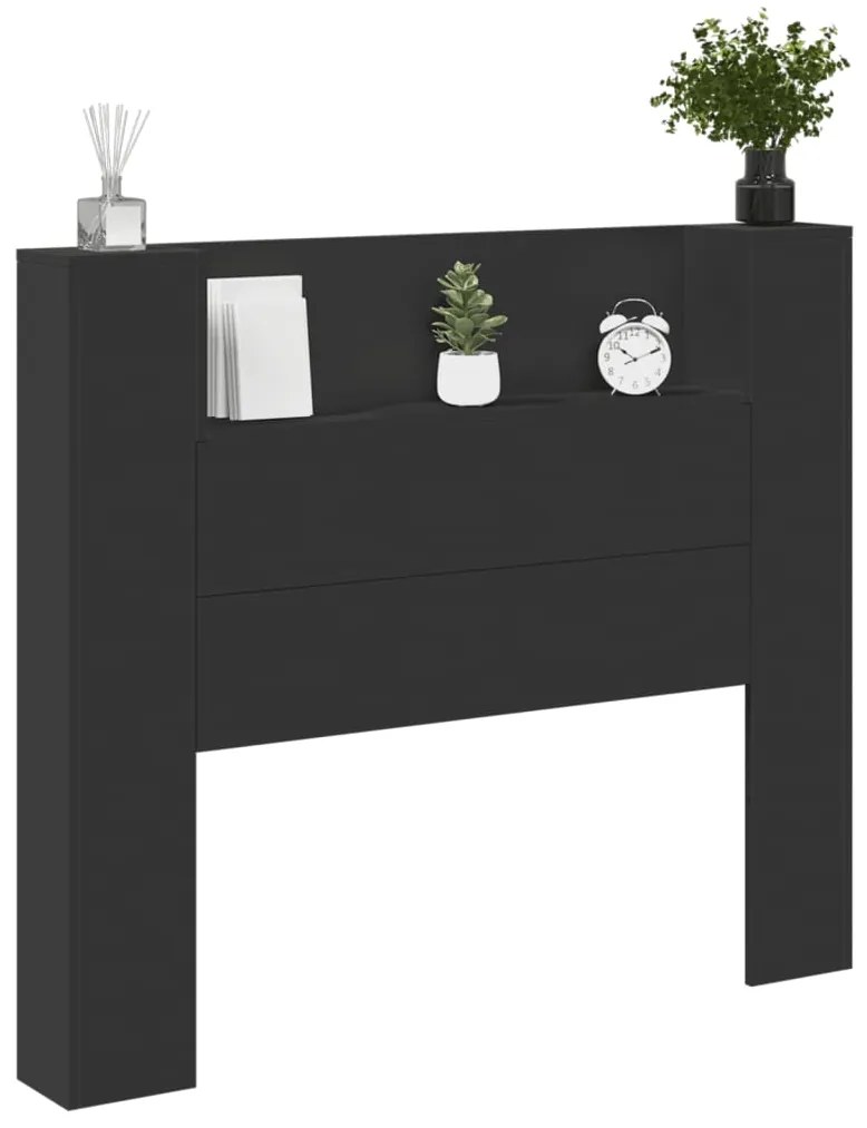 Armário de cabeceira com luzes LED 120x16,5x103,5 cm preto
