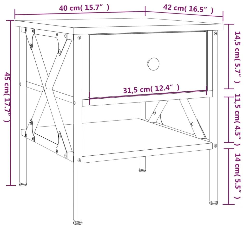 Mesa de cabeceira 40x42x45 cm derivados madeira cinzento sonoma
