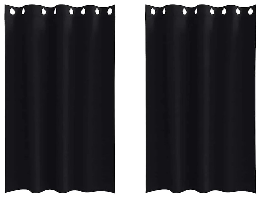 Cortinas com cortinas 2 pcs Preto 175 x 140 cm Poliéster