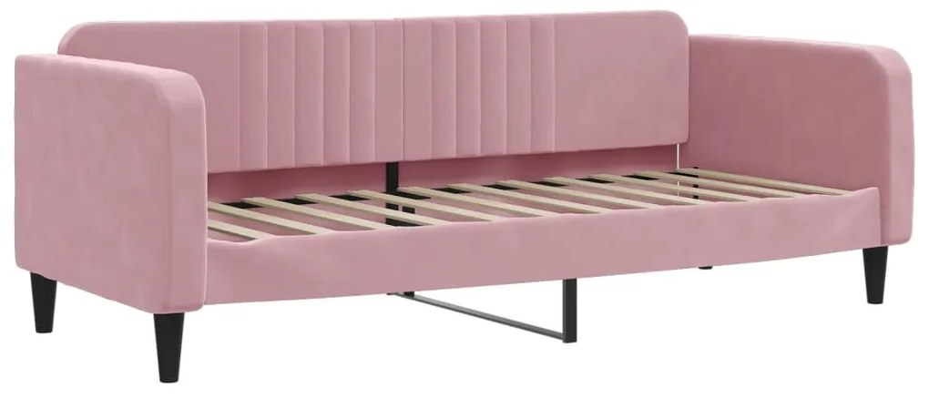 Sofá-cama com colchão 80x200 cm veludo rosa