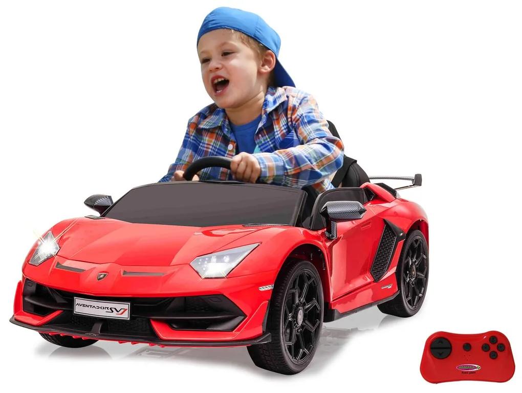 Carro elétrico Infantil a bateria Lamborghini Aventador SVJ vermelho 12V Controlo remoto 2,4GHz