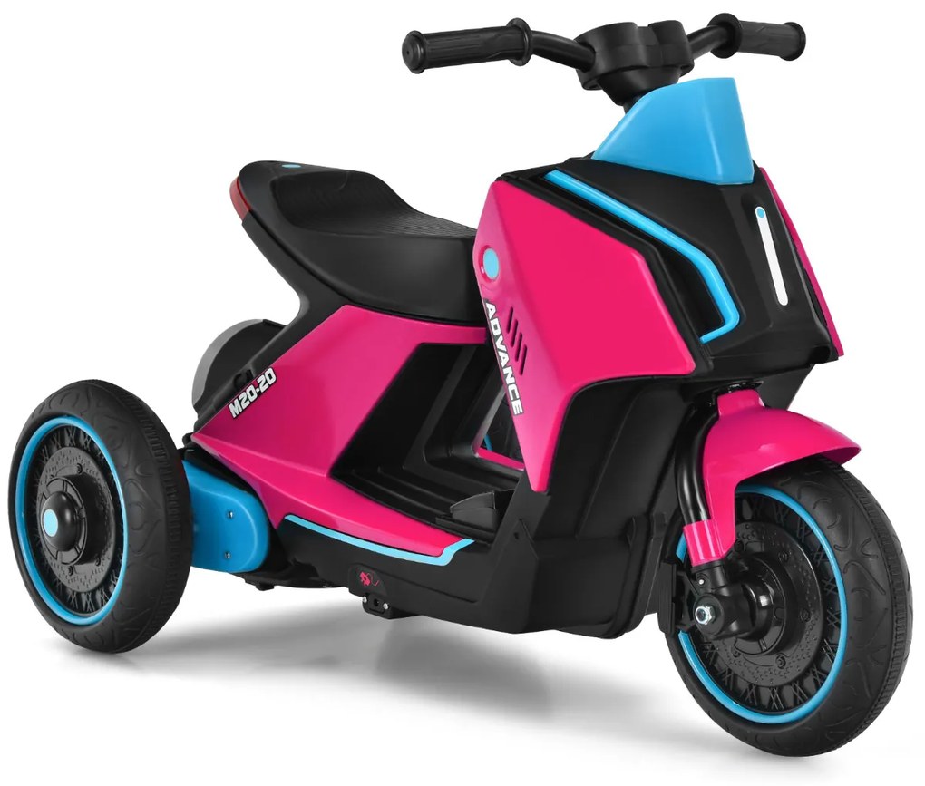 Mota Eléctrica Infantil 6 V Motocicleta Infantil 6 V com 3 Rodas Bateria de Carro para Crianças +3 Anos Rosa