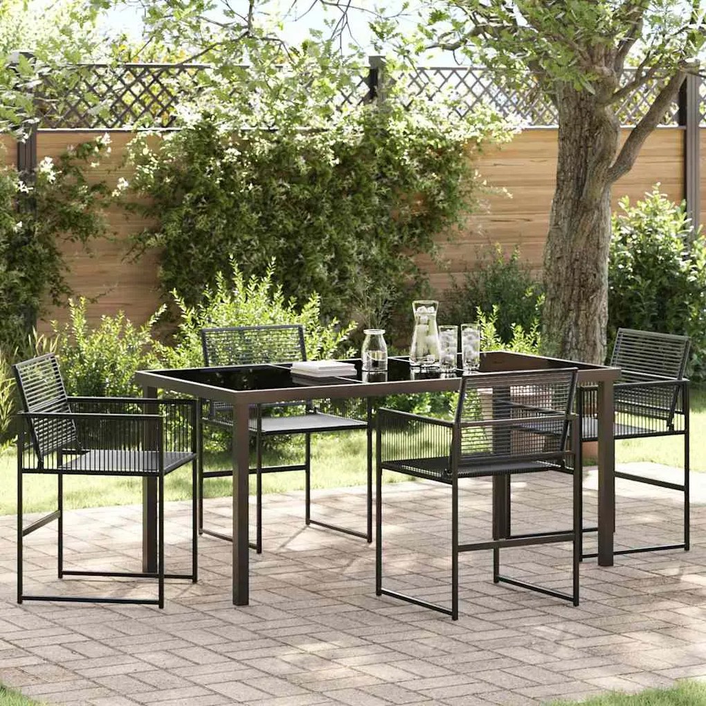 vidaXL Conjunto de Jantar de Jardim 5 Peças Preto Rattan Poliéster
