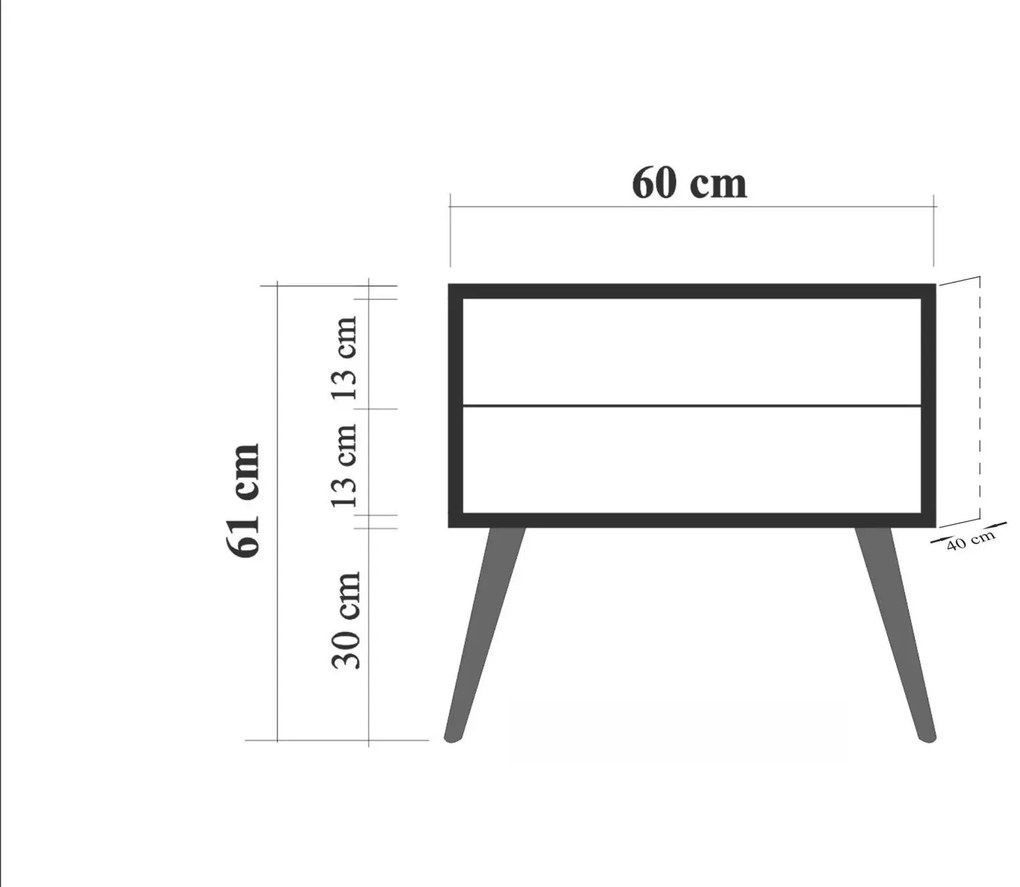 Mesa de Cabeceira City Two – Multicolor – 60x61x40 cm