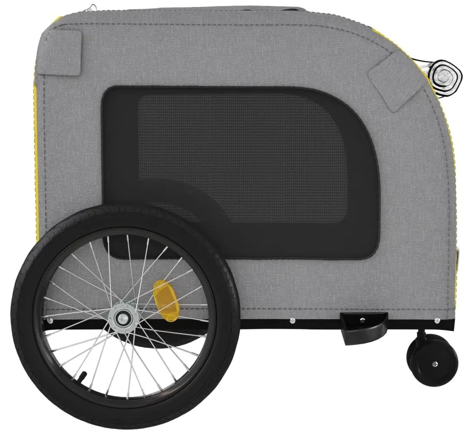 Reboque bicicleta p/ animais tecido oxford/ferro amarelo/cinza