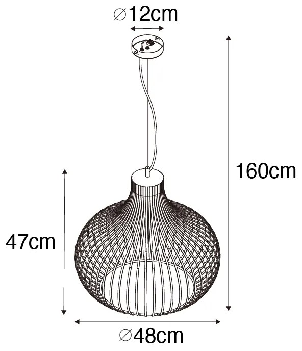 Candeeiro de suspensão moderno castanho 48 cm - Saffira Moderno