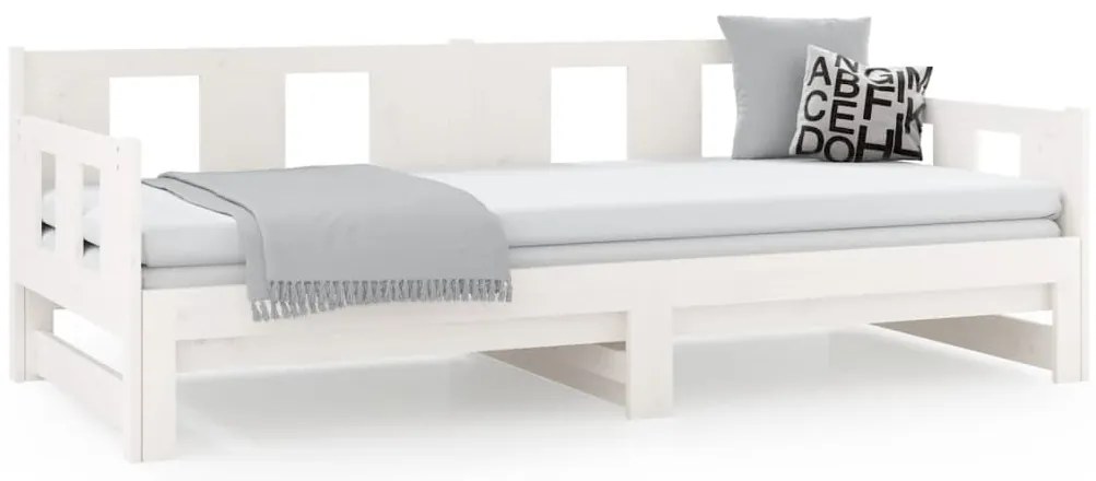 Estrutura sofá-cama de puxar pinho maciço branco 2x(90x190) cm