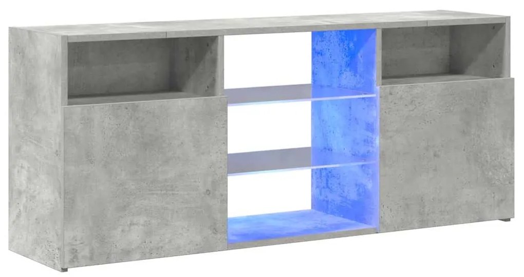 Móvel de TV com luzes LED 120x30x50 cm cinzento cimento
