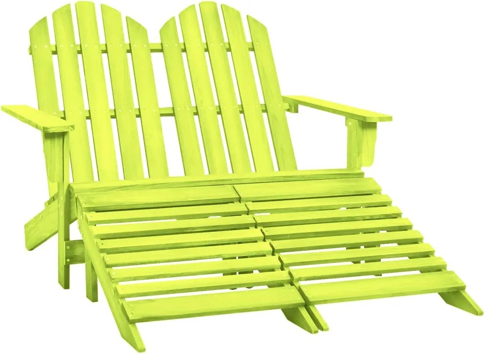 vidaXL Cadeira de jardim e otomano Adirondack 2 lugares abeto verde