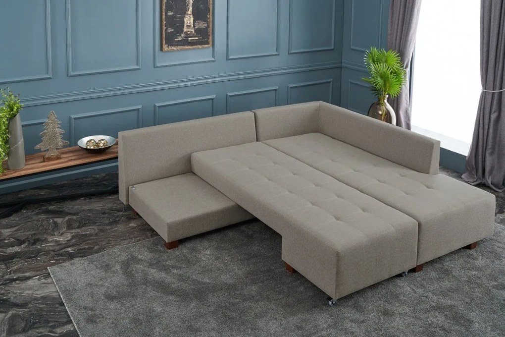 Sofá-Cama de Canto Manama – Creme – 280x85x206 cm