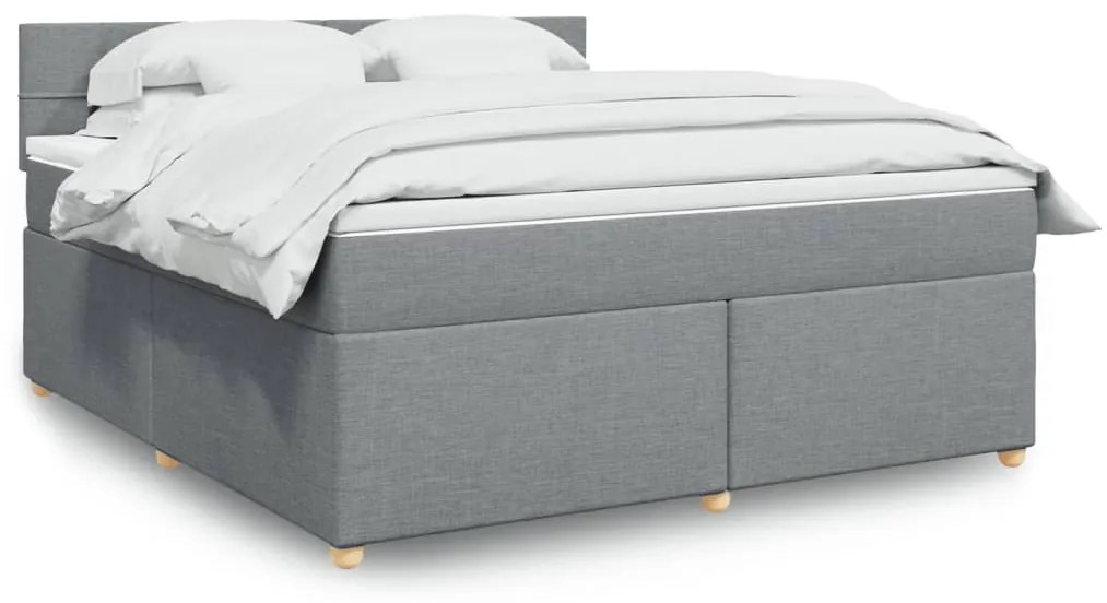 vidaXL Cama com molas/colchão 180x200 cm tecido cinzento-claro