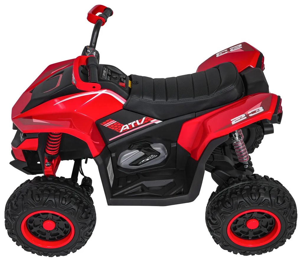 Moto 4 elétrica para crianças 12V 4x4 Fast Wheel, Controle remoto, Rodas Espuma EVA, assento couro ecológico Vermelha