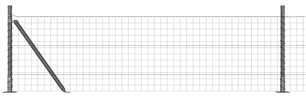 Cerca Euro com 13 Postes Flangeados 0.6x25 m Aço Galvanizado