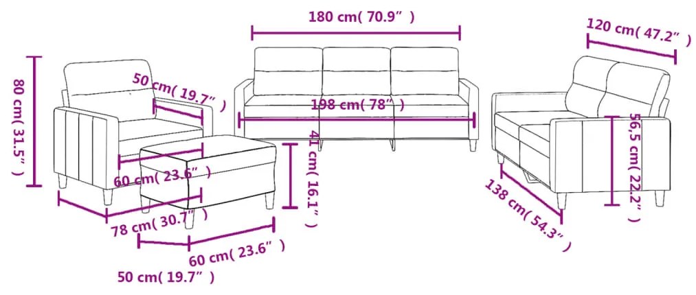 4 pcs conjunto de sofás com almofadões tecido cinzento-claro