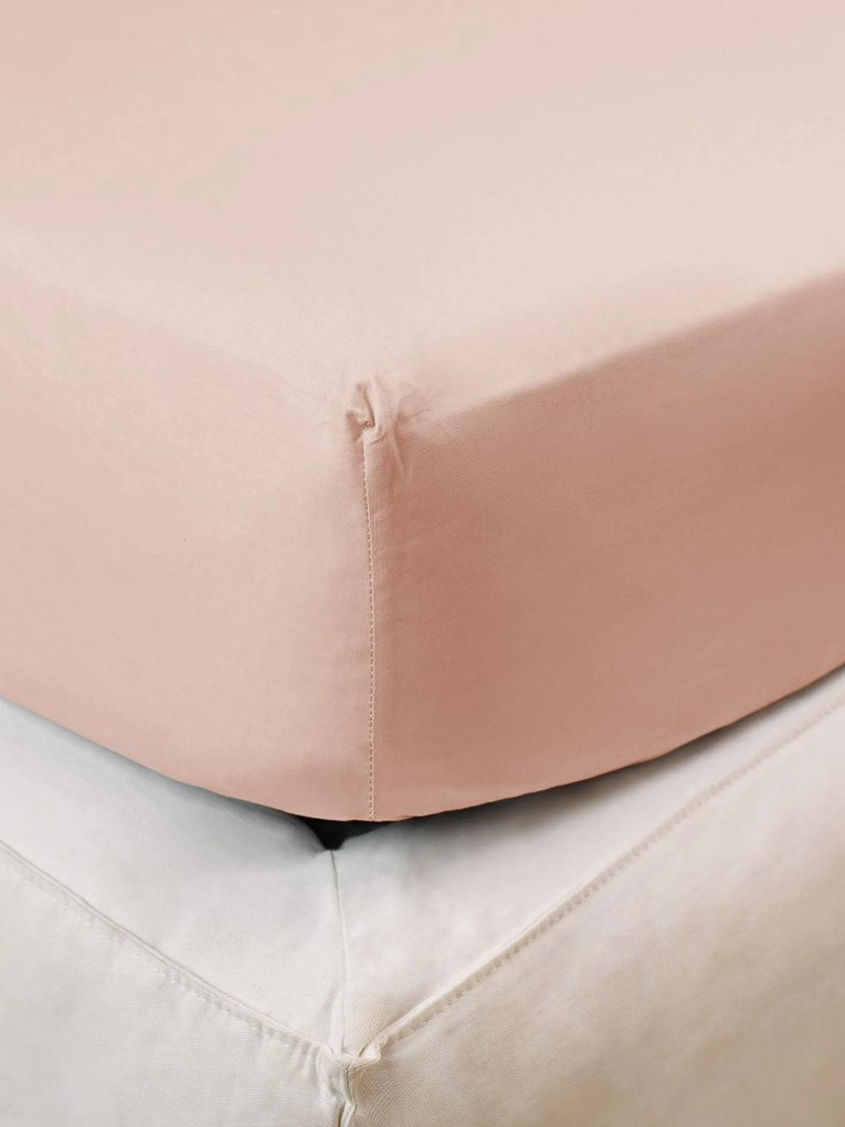 Lençol com elástico em cetim de algodão Cherry Pink