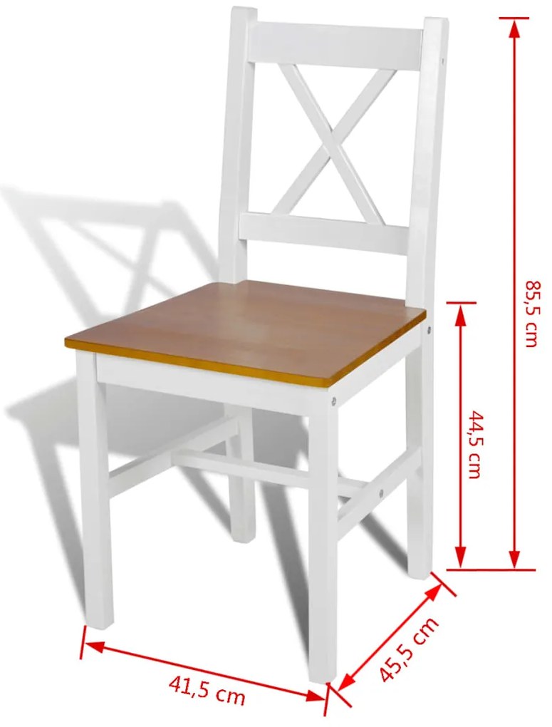 Cadeiras de jantar 2 pcs madeira de pinho branco