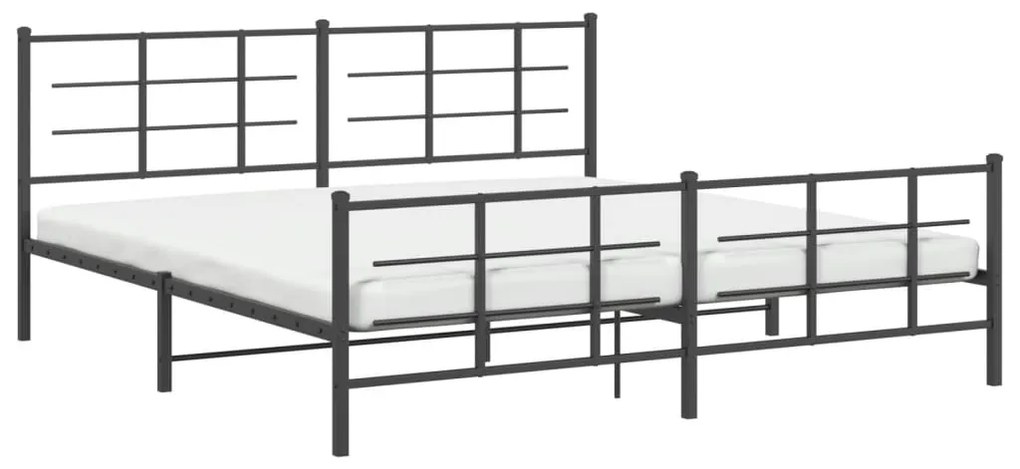Estrutura de cama com cabeceira e pés 200x200 cm metal preto