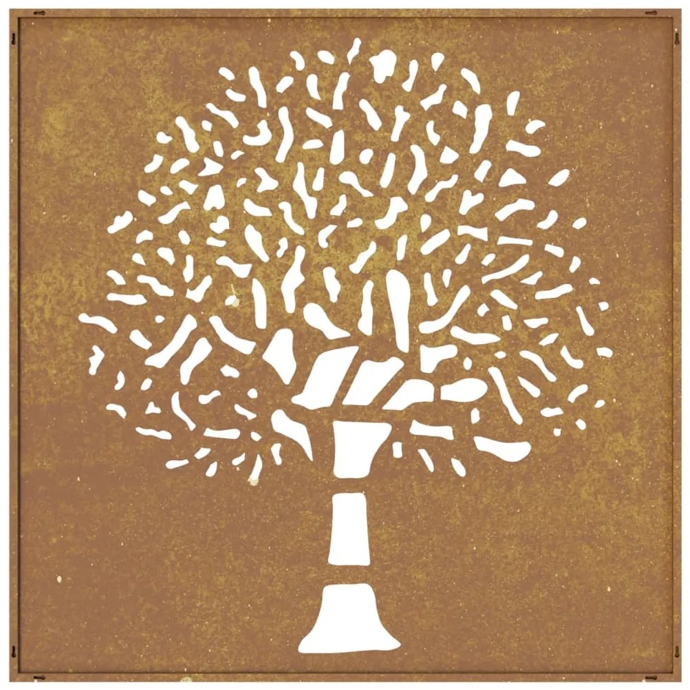 Decoração p/ muro de jardim 105x55 cm aço corten design árvore