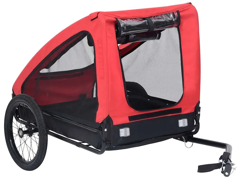Reboque bicicleta p/ animais vermelho e preto