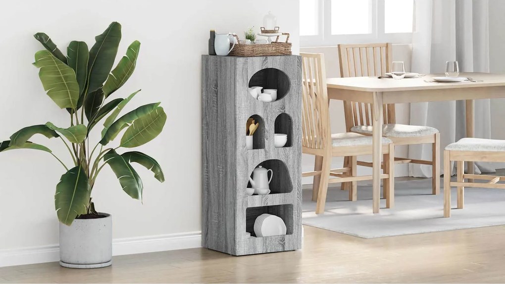 vidaXL Buffet Cinza Sonoma 40 x 35 x 100,5 cm Madeira processada