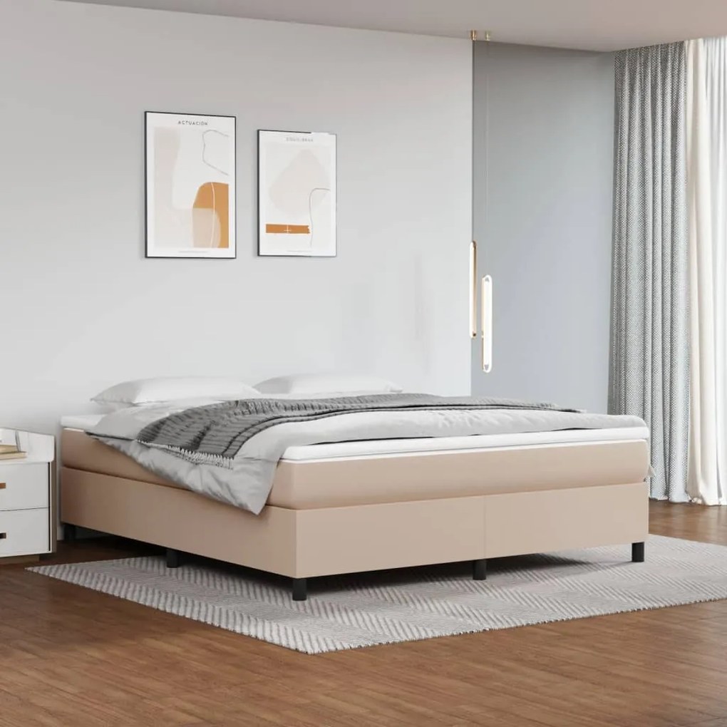 3121058 vidaXL Estrutura de cama 160x200 cm couro artificial cappuccino