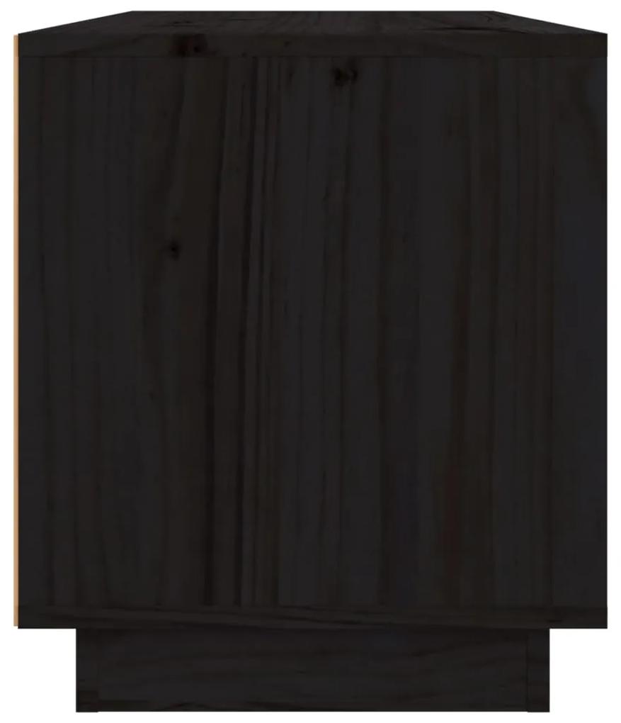 Móvel de TV 80x34x40 cm madeira de pinho maciça preto