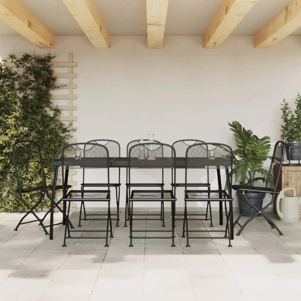 vidaXL 9 pcs conjunto de jantar para jardim rede de metal antracite