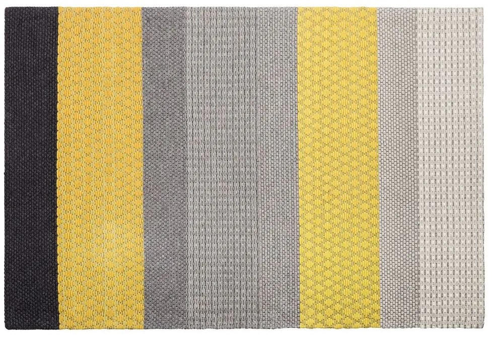 Tapete em lã amarela e cinzenta 140 x 200 cm AKKAYA Beliani