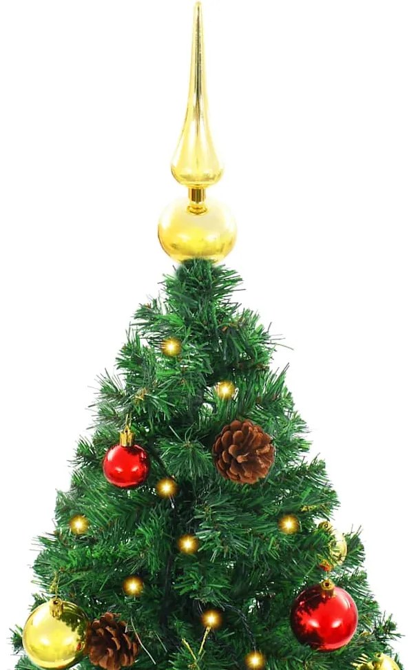 Árvore de Natal artificial pré-iluminada + enfeites 210cm verde