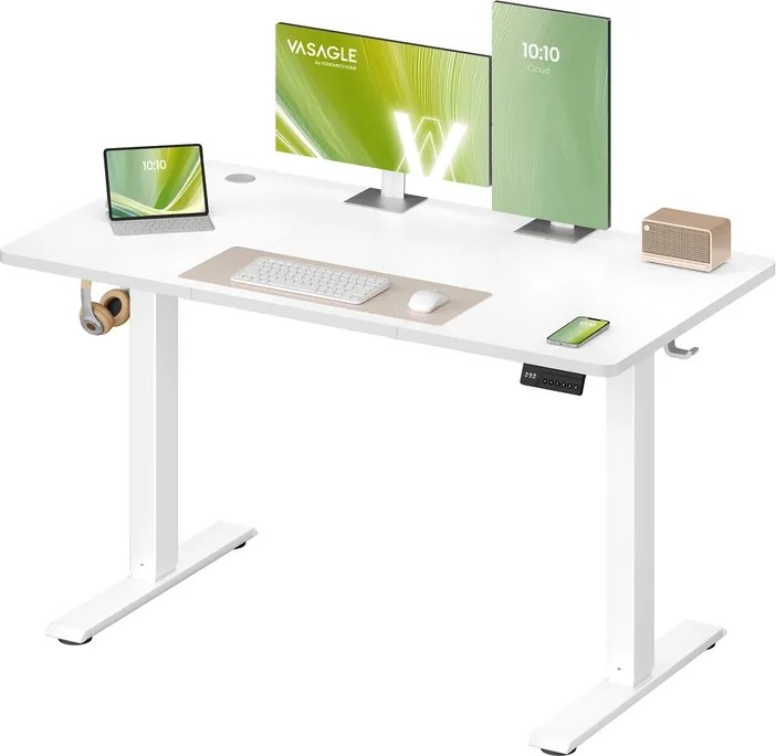 Secretária elétrica 120 x 60 x (72-120) cm com função de memória, branca
