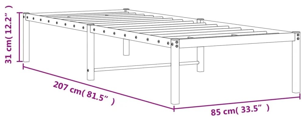 Estrutura de cama 80x200 cm metal preto