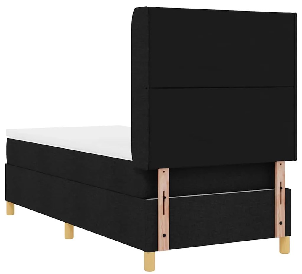 Cama Box Spring com Colchão e LED Preta 100x200 cm Tecido