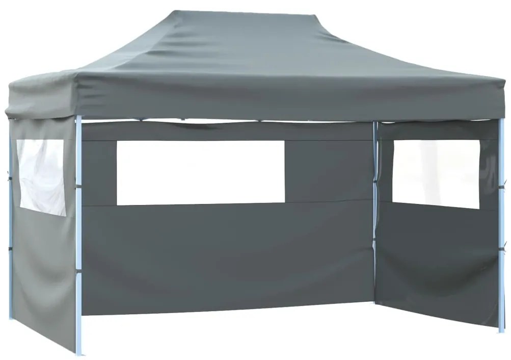 Tenda pop-up dobrável com 4 paredes laterais 3x4,5 m antracite