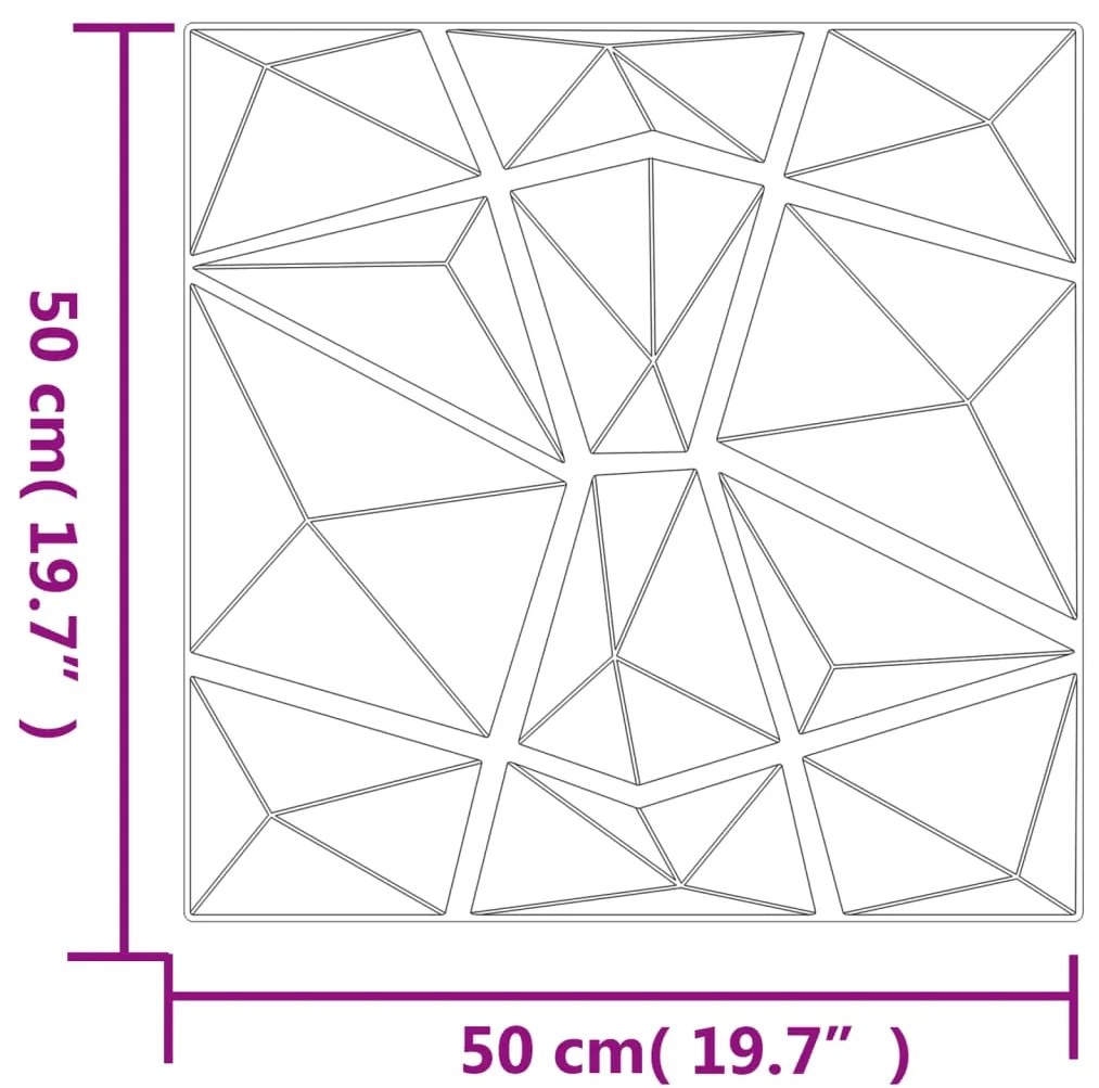 Painéis de parede 48pcs 50x50cm 12m² XPS diamante cinza-cimento